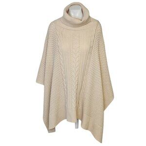 Lululemon Womens Rolling In The Warmth Poncho, Merino Wool, Cream, Knit, Cable